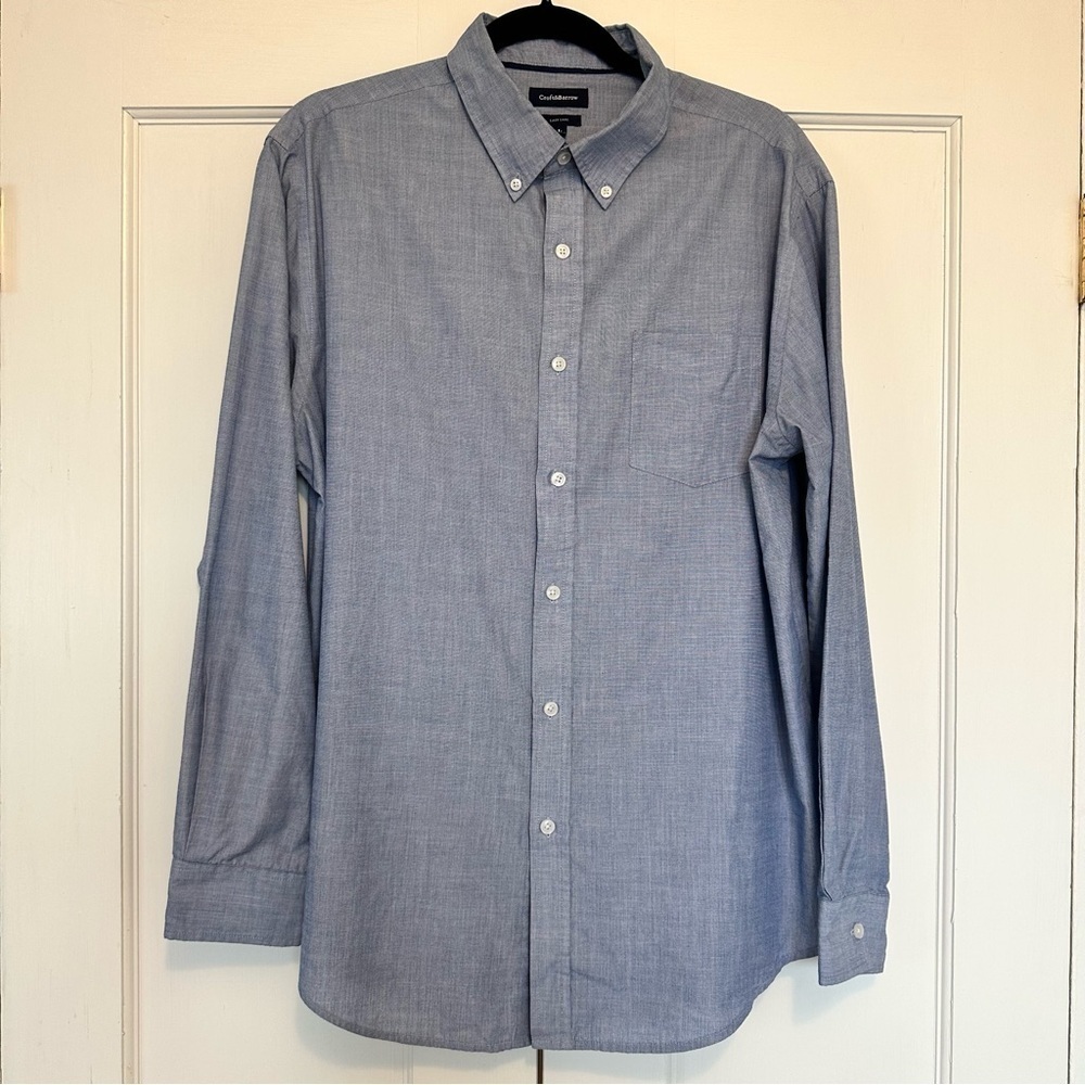 CROFT & BARROW Men’s Long Sleeve East Care Collared Blue Button-up